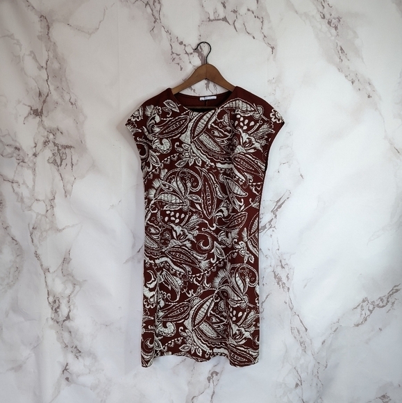 Zara Brown Embroidered Potato Bag Dress Short Sleeve Mini Women's Small - Picture 3 of 14